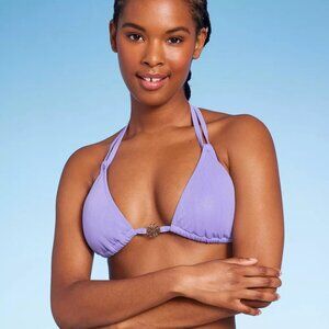 🌻NWT Flower Charm Textured Triangle Bikini Top ~ Wild Fable Medium Purple